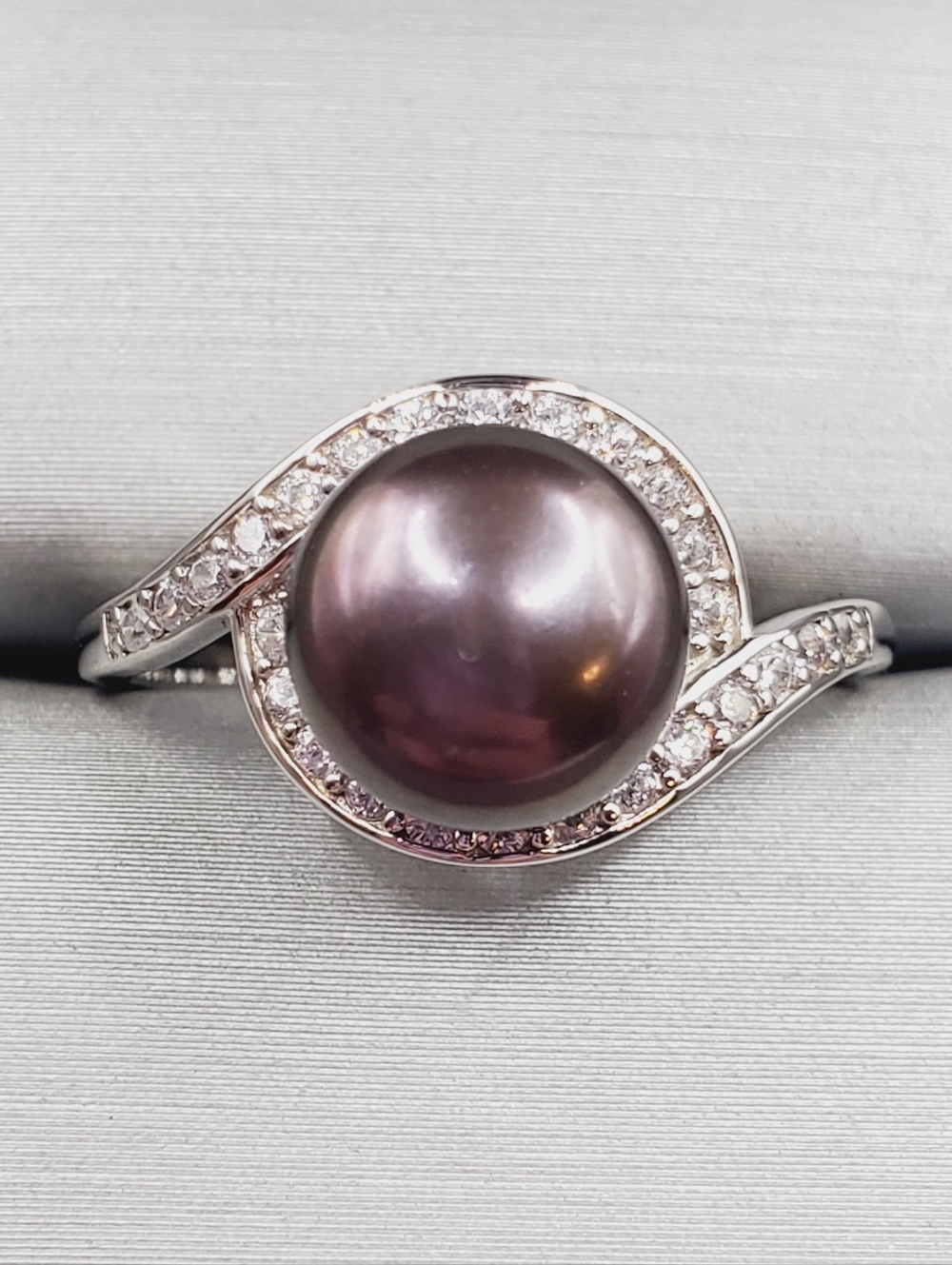 Peacock Freshwater Pearl 925 Sterling Silver Halo Twist Ring